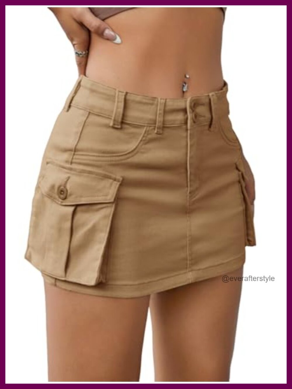 EARKOHA Womens Denim Cargo Mini Skirt Y2K Low Rise Cotton Stretch